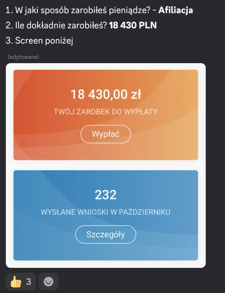 Wynik w panelu afiliacyjnym: 18 430 zł